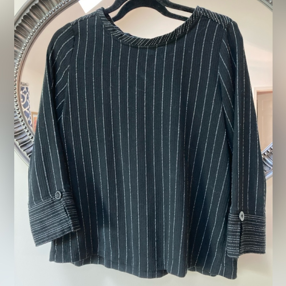 Habitat Striped Lightweight Top Black Oversized XS